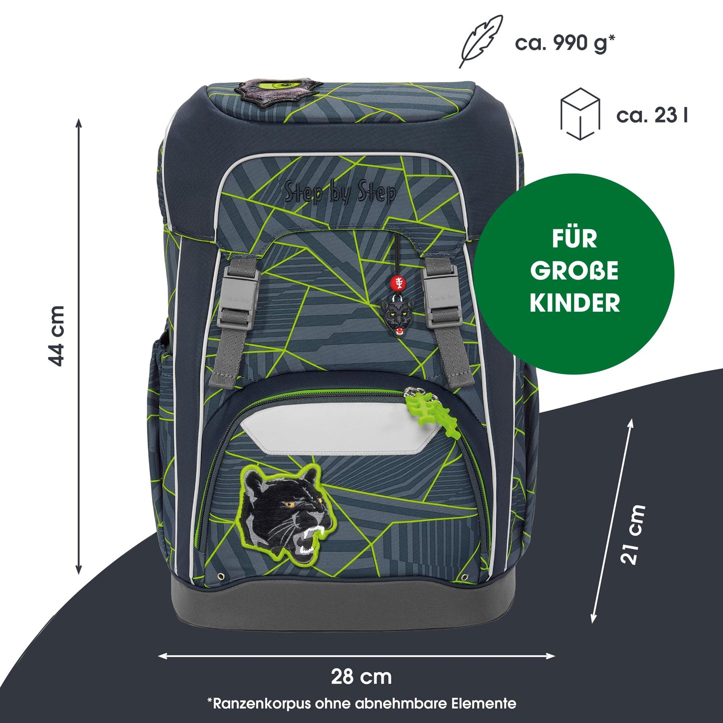 Step by Step GIANT Set „Dark Cat“ 5-teilig | Ergonomisch | Höhenverstellbar | 23L | 1. Klasse