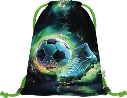 Baagl Schulranzen-Set 3-teilig | Ergonomisch | Brustgurt | Fußballspieler